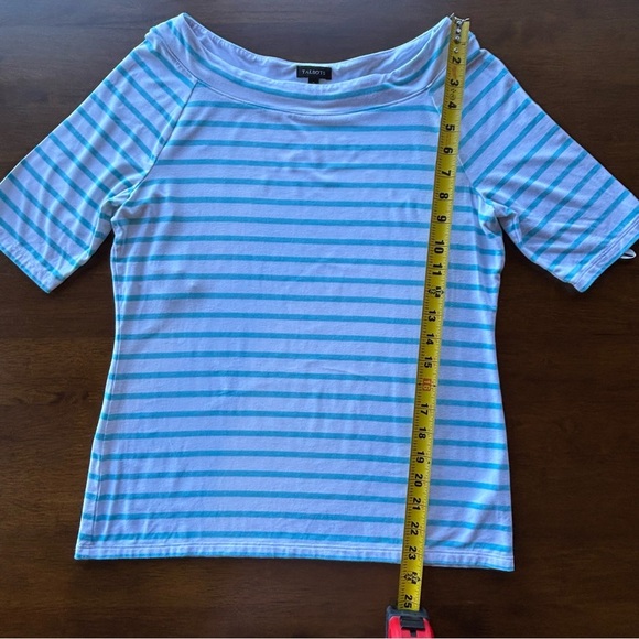 Talbots Light Blue Striped Short Sleeve Top - Picture 5 of 8